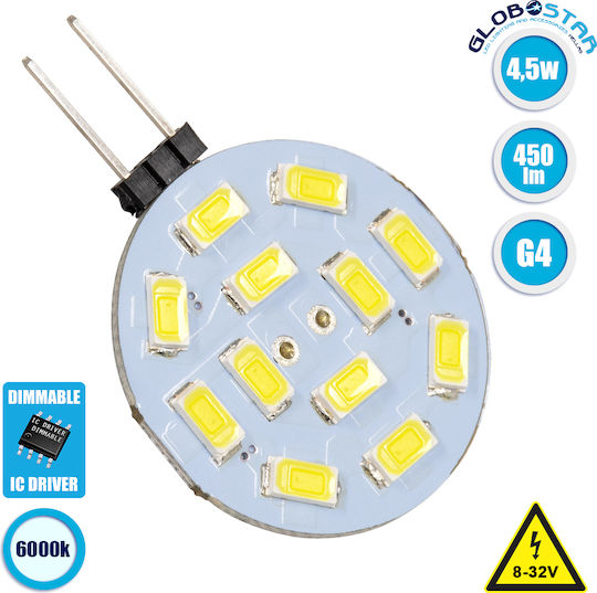 GloboStar LED Bulb 4.5W for Socket G4 Cool White 450lm Dimmable