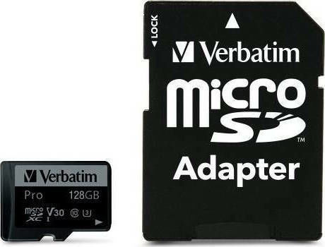 Verbatim Pro microSDXC 128GB Class 10 U3 V30 UHS-I with Adapter