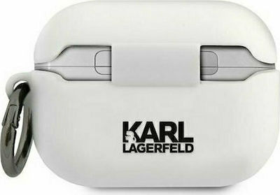 Karl Lagerfeld 21 Rue ST-Guillaume Silicone Case with Keychain White for Apple AirPods Pro