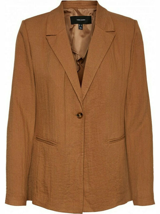 Vero Moda Μακρύ Γυναικείο Σακάκι Ταμπά