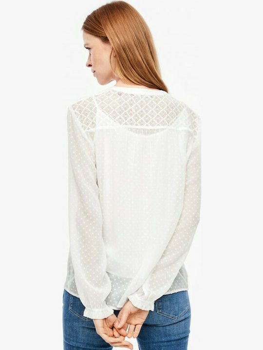 S.Oliver Damen Bluse Langärmelig Weiß