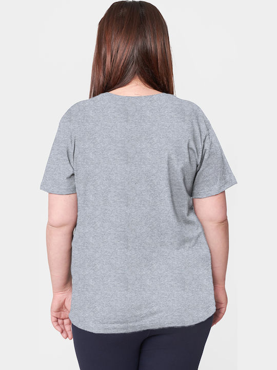 Bodymove Γυναικείο T-shirt Γκρι με Στάμπα