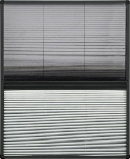 vidaXL Mosquito Net Window Pleated Fiberglass Black with Frame 100x80cm