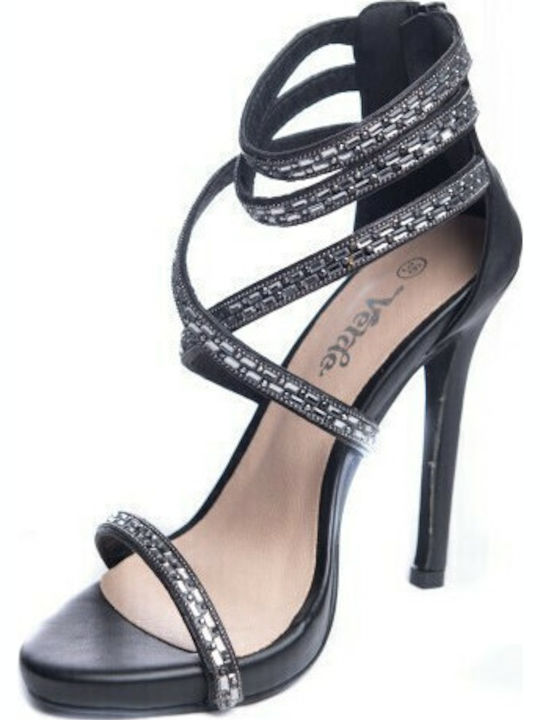 Sandalen mit Strass Schwarz