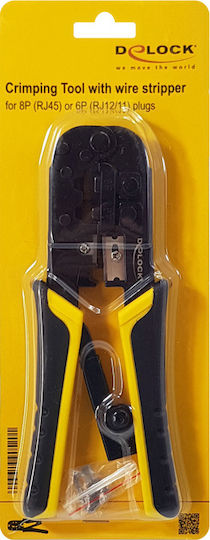 DeLock Netzwerksteckerpresse , R, J, 1, 2, , R, J, 1, 1, , R, J, 4, 5, , , mit Abisolierer & Kastenmechanismus (Länge 180mm)