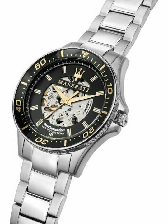 Maserati Sfida Uhr Automatisch mit Metallarmband Black/Silver