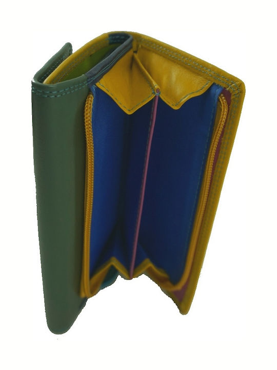 Large Leather Women's Wallet Classic Green/Yellow