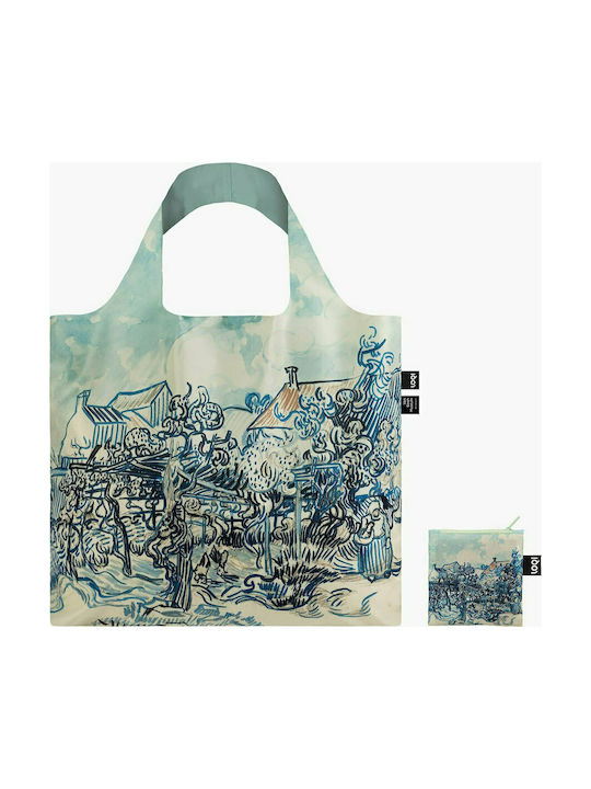 Loqi Vincent Van Gogh Old Vineyard And Landscape Fabric Shopping Bag Light Blue