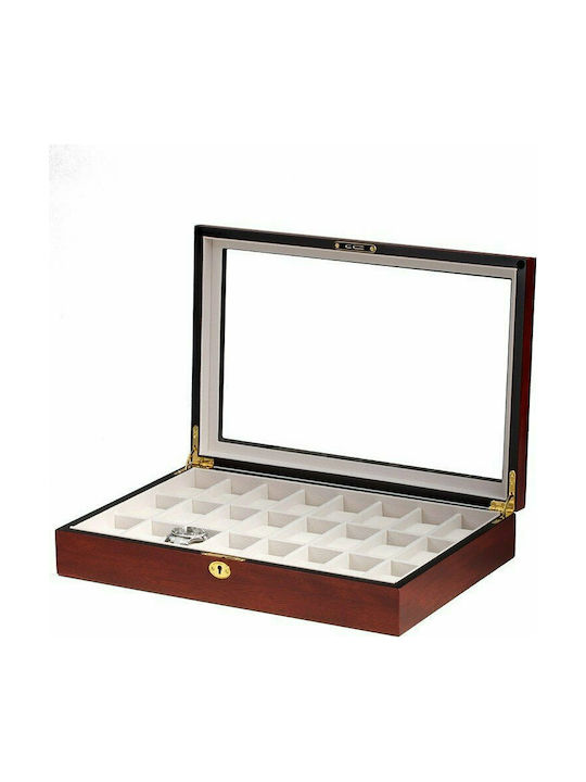 Rothenschild Wooden Watch Case with Transparent Cover for 24 Watches Brown RS-1087-24C