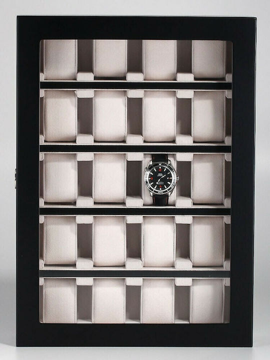 Rothenschild Wooden Case with transparent lid for 20 watches in Black color RS-1100-20BL
