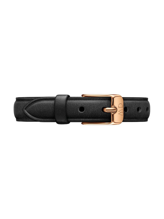 Daniel Wellington Quadro Pressed Sheffield Women's Watch with Black Leather Strap