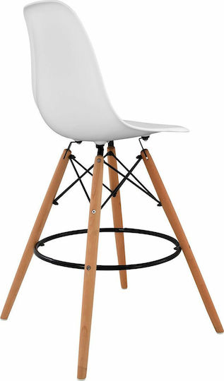 Hocker Bar mit Rückenlehne aus Polypropylen Renata White 4Stück 58x56x107cm