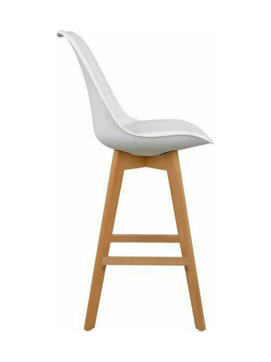 Stool Bar with Backrest made of Polypropylene Vegas White 48x58x105cm