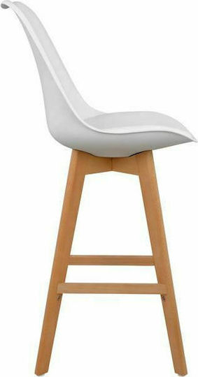 Stool Bar with Backrest made of Polypropylene Vegas White 48x58x105cm