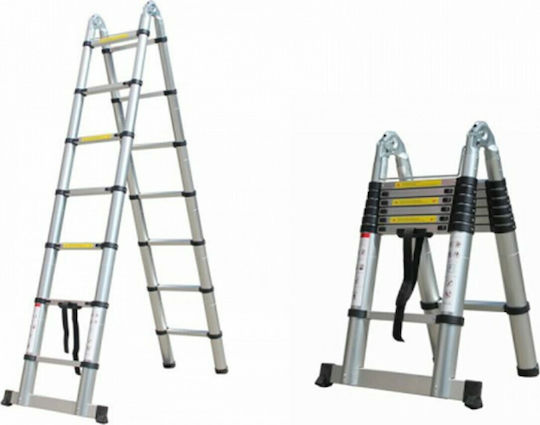 Telescopic Ladder Aluminum 10 of Steps with Maximum Height 3.2m 3.2m 100.32