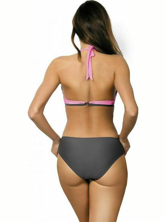 Marko Beatrix M-337 Costum de baie întreg cu decupaje și push-up Grey/ Pink 56727