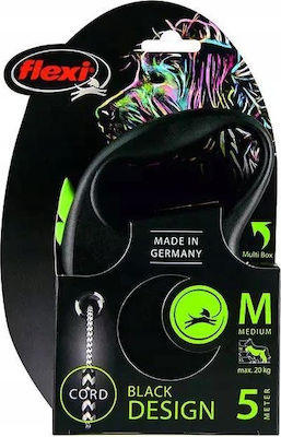 Flexi Foldable Dog Leash/Lead Black Design M Green in Black color 5m