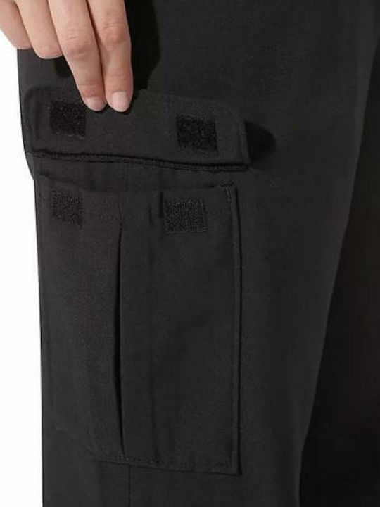 Women's High-waisted Fabric Cargo Trousers Wide Line Black