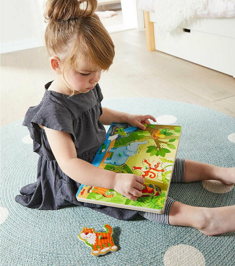 Ξύλινο Παιδικό Puzzle Σφηνώματα Ζωάκια στη Ζούγκλα για 2+ Ετών 6pcs Haba