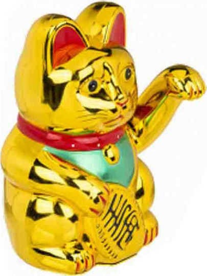 Out of the Blue Dekorative Katze aus Kunststoff Maneki Neko in Gold 12x10x20cm