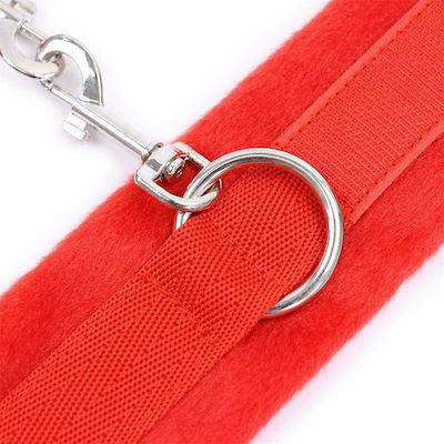 IntoYou Velcro Handcuffs with Long Fur Red