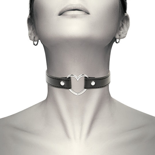 Coquette Hand Crafted Choker Heart Κολάρο σε Μαύρο Χρώμα