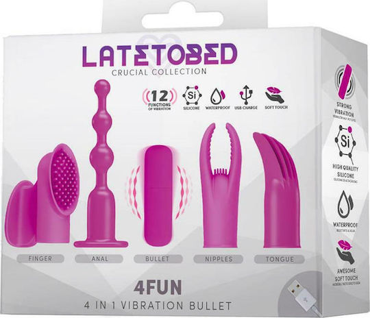 LateToBed 4fun Set mit Aufsätzen für Vibrator Lila