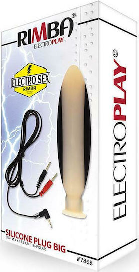 Rimba Electro Play Silicone Butt Plug Πρωκτική Σφήνα Large Μαύρη 15.5cm