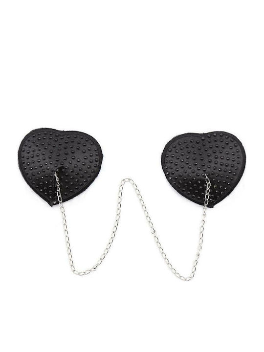Fetish Addict Nipple Covers with Metal Chain Capace de sfârcuri Negre
