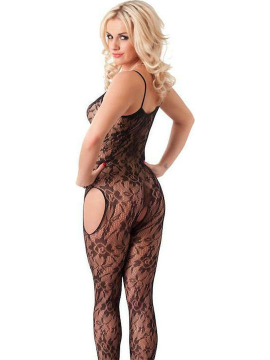 Rimba Amorable Floral Open Catsuit Ολόσωμο Καλσόν Μαύρο