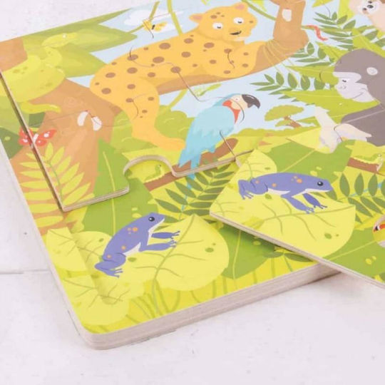 Wooden Kids Puzzle Jungle Animals for 2+ years+ Years 9pcs Big Jigs