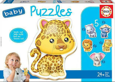 Wooden Kids Puzzle Baby Wild Animals for 2++ Years 19pcs Educa