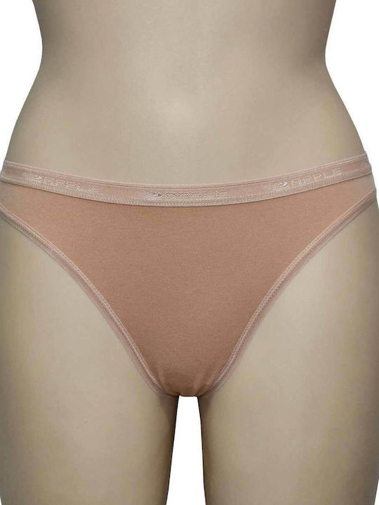 Apple Boxer 0220240E Baumwolle Damen Zeichenfolge 3Pack Beige APP-0220240E