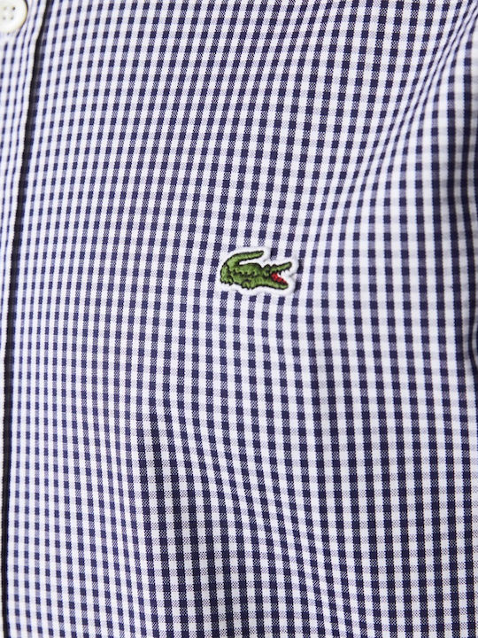 Long-sleeved Cotton Shirt Checked Blue