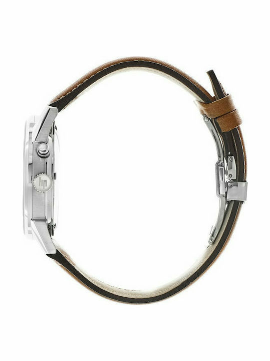 Lip Watches Himalaya Men's Watch 40mm Chronograph Automatic with Brown Leather Strap