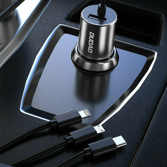 Dudao R5ProN Încărcător Auto 17W 3.4A cu un Port: 1xUSB împreună cu Cablu Lightning / Micro-USB / Type-C Negru Culoare