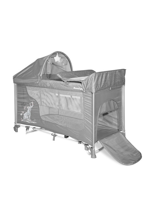 Lorelli Moonlight Rocker Playpen 2 Levels with Changing Table & Mattress Grey Fun 126x70cm