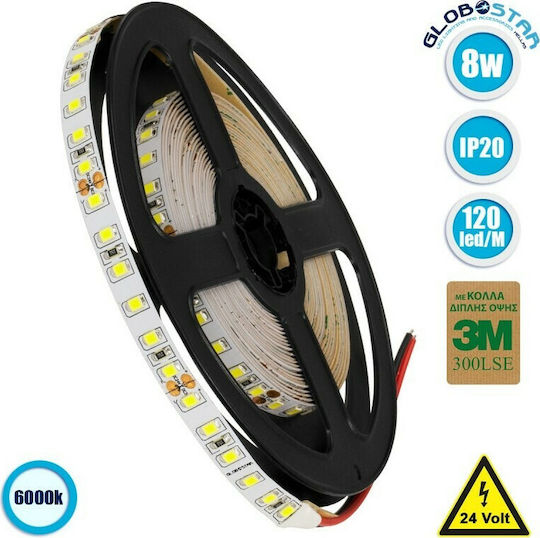 GloboStar LED Лента 24V Студено бяло Светлина 5м Тип SMD2835