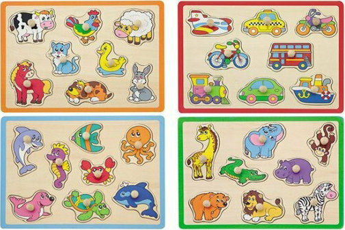 Wooden Kids Puzzle Animals 8pcs (Various Designs) 1pc Joueco