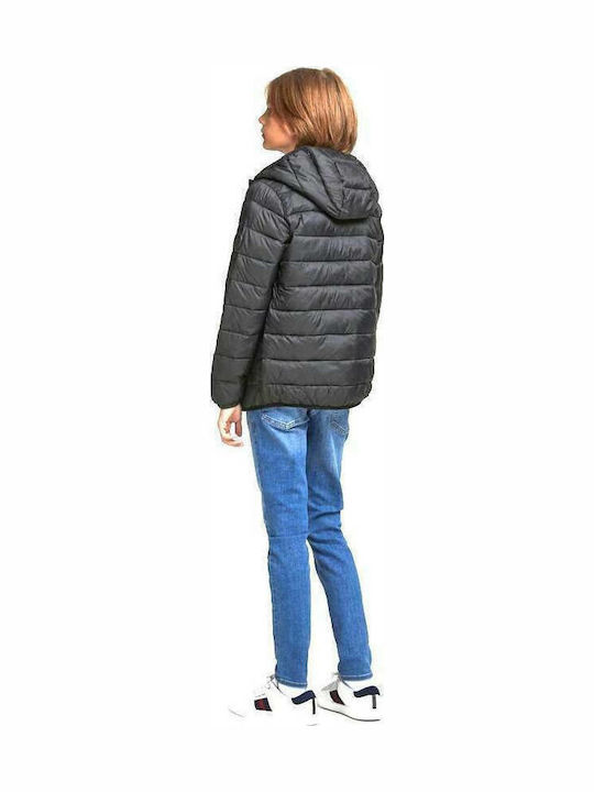 Kids' Quilted Jacket Short with Hood Black