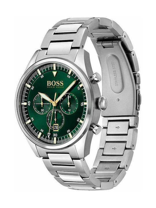 Hugo Boss Ρολόι Montre Pioneer Χρονογράφος με Μεταλλικό Μπρασελέ σε Ασημί χρώμα