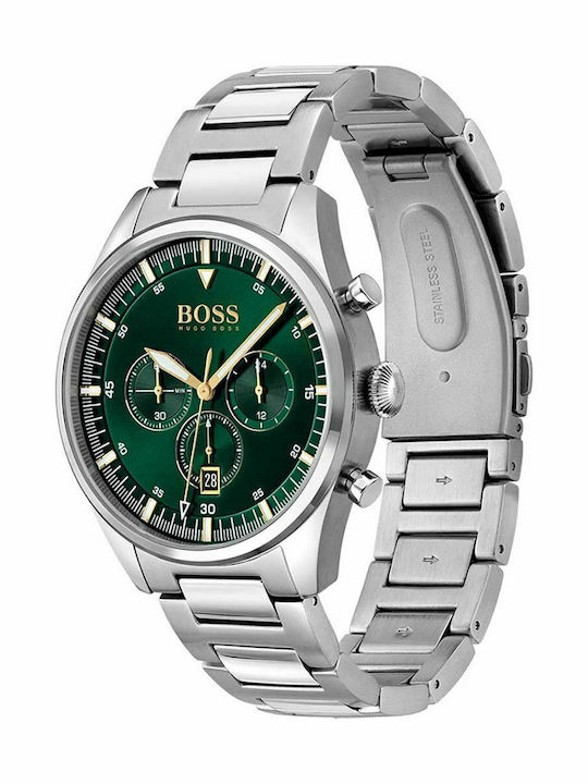 Boss Montre Pioneer Men's Watch 44mm Chronograph Battery with Silver Metal Bracelet