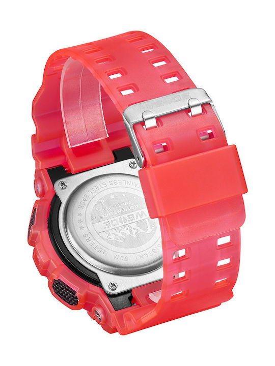 Weide Herrenuhr 53mm Batterie mit Rot Kautschukarmband