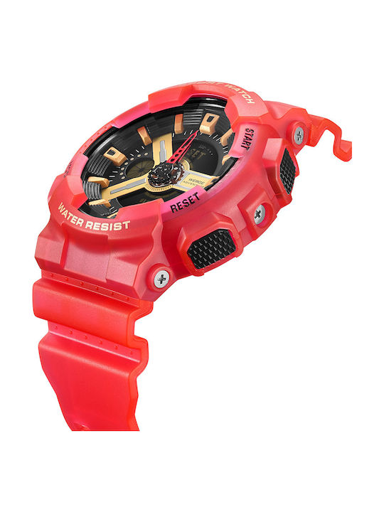 Weide Herrenuhr 53mm Batterie mit Rot Kautschukarmband