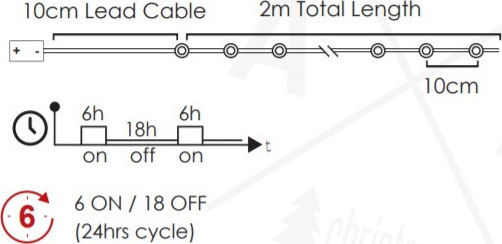 20 Lichter LED 2m. Warmes Weiß Batterie in Zeichenfolge 1Stück 20 Lichter LED 2m. Warmes Weiß Batterie in Zeichenfolge 1Stück