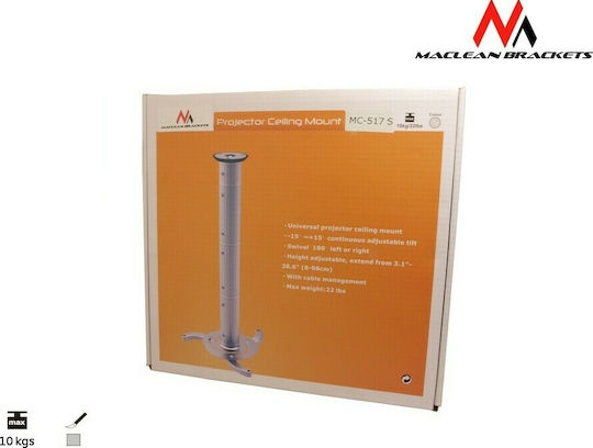 Maclean Energy Projektorhalterung Decke MC-517 S mit maximaler Belastung von 10kg Silber