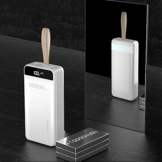 Dudao K8+s Power Bank 30000mAh cu 3 Porturi USB-A Alb