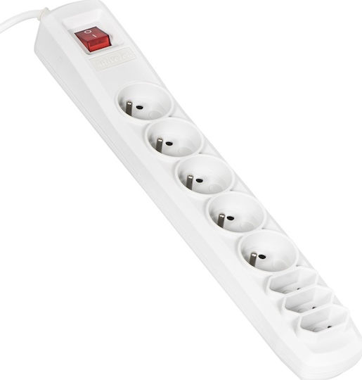 Active Jet APN-8G/1.5M-GR Power Strip with Surge Protection 8 Positions with Switch and Cable 1.5m Gray