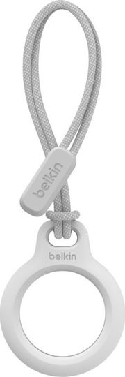 Belkin Secure Holder with Strap Keychain Cazul Keychain Silicon pentru AirTag în culoarea Alb