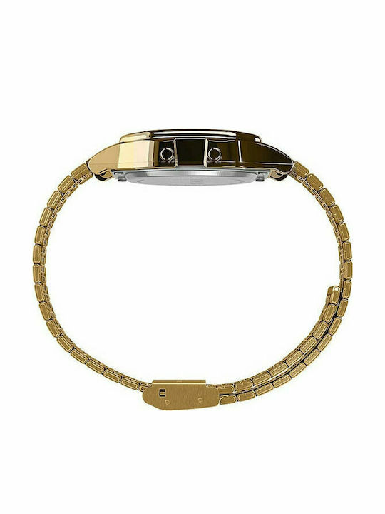 Timex T80 Ψηφιακό Ανδρικό Ρολόι 34mm Μπαταρίας με Χρυσό Μεταλλικό Μπρασελέ